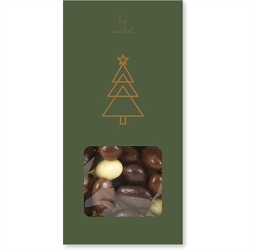 Blandede chokolademandler i grøn juleæske